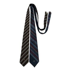 Vintage Pierre Cardin Neckties – Set of 2 Striped Polyester Ties – Brown & Blue